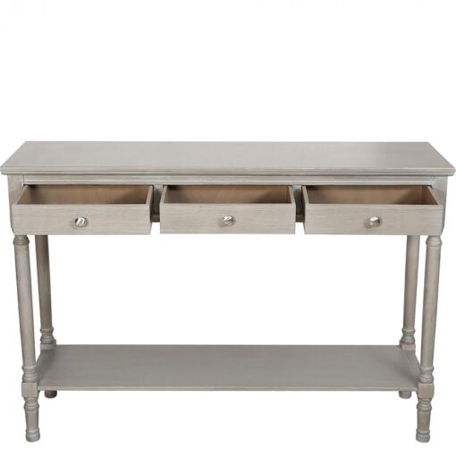 Arabella Taupe Wood Large 3 Drawer Console Table Hallway Table