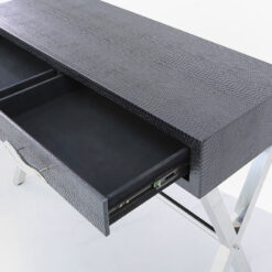 Black Faux Snakeskin Leather 2 Drawer Console Table Hallway Table