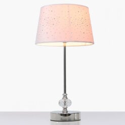 Crystal And Chrome Table Lamp With Pink Velvet Sparkle Shade