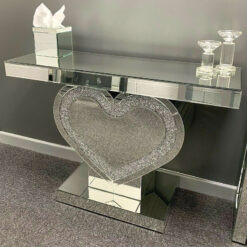 Diamond Glitz Crushed Crystal Heart Console Display Dressing Table
