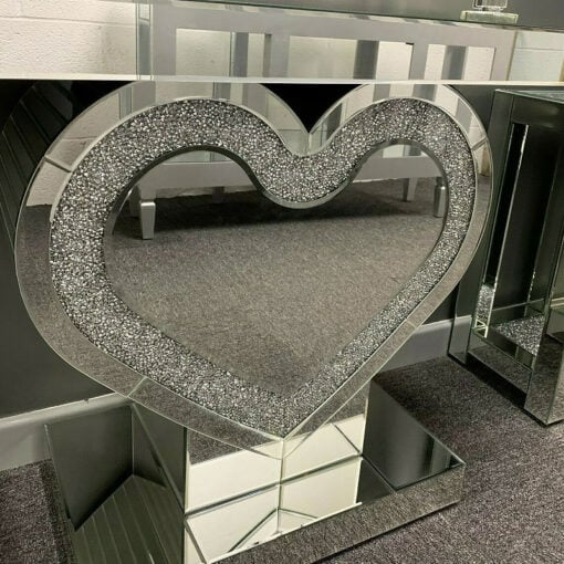 Diamond Glitz Crushed Crystal Heart Console Display Dressing Table
