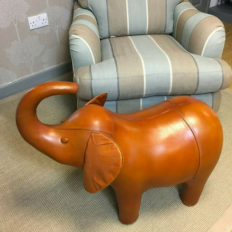 Handmade Leather Elephant Character Animal Stool Footstool ...
