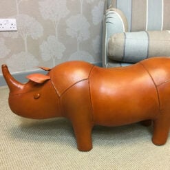 Handmade Leather Rhino Character Animal Stool Footstool Seat Pouffe
