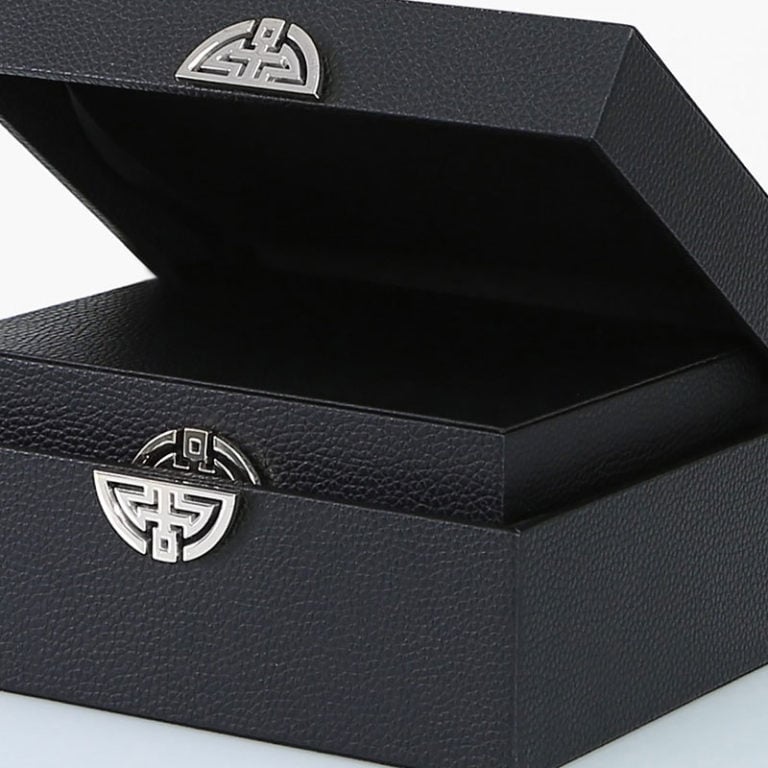 Set of 2 Textured Black Faux Leather Jewellery Storage Makeup Boxes