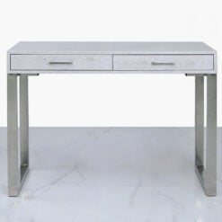 Silver Faux Stingray Leather 2 Drawer Console Table Hallway Table