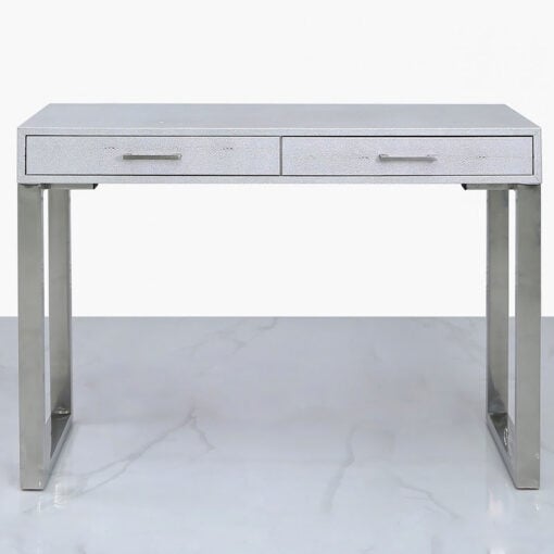 Silver Faux Stingray Leather 2 Drawer Console Table Hallway Table