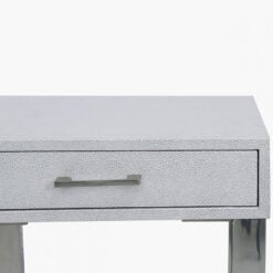 Silver Faux Stingray Leather And Stainless Steel 1 Drawer End Table