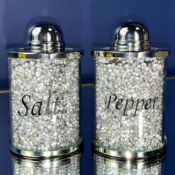 Sparkle Silver Diamond Glitz Crushed Crystal Salt Pepper Set Shaker