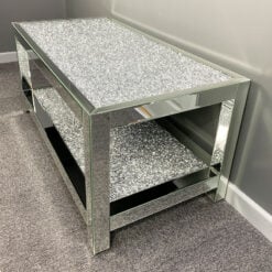 Sparkling Large Diamond Glitz Double Shelf Mirrored Coffee Table