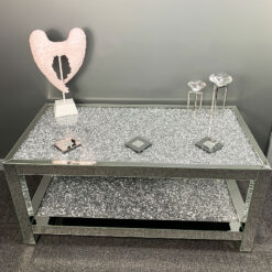 Sparkling Large Diamond Glitz Double Shelf Mirrored Coffee Table