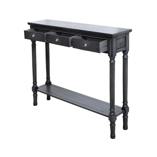 Arabella Grey Wood Medium 3 Drawer Console Table Hallway Table