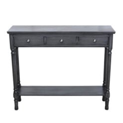 Arabella Grey Wood Medium 3 Drawer Console Table Hallway Table5