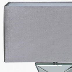 X Shape Mirrored Table Lamp With Rectangle Grey Velvet Shade 72cm