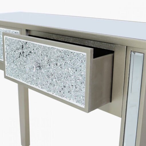 2 Drawer Dark Champagne Mirrored Sparkle Mosaic Console Dressing Table