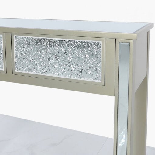 2 Drawer Dark Champagne Mirrored Sparkle Mosaic Console Dressing Table