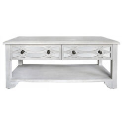 2 Drawer Wash Ash Mirrored Coffee Lounge Table With A Helix Pattern