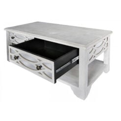 2 Drawer Wash Ash Mirrored Coffee Lounge Table With A Helix Pattern