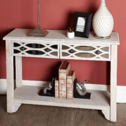 2 Drawer Washed Ash Mirrored Console Dressing Table With Helix Pattern
