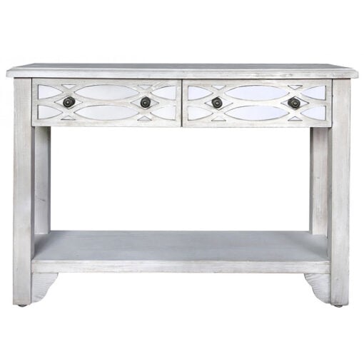 2 Drawer Washed Ash Mirrored Console Dressing Table With Helix Pattern