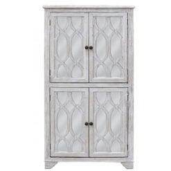 4 Door Washed Ash Mirrored Wardrobe Cupboard With A Helix Pattern