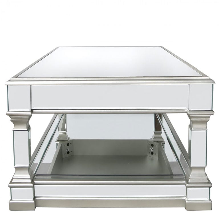 Athens Silver Mirrored Low Coffee Table Lounge Table ...