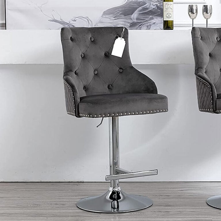 Camilla Grey Velvet And Chrome Bar Stool With A Lion Ring Knocker