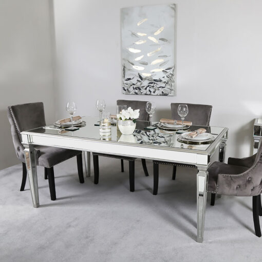 Athens Antique Silver Mirrored Dining Table