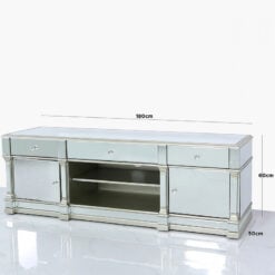 Athens Silver Mirrored TV Entertainment Stand - Large