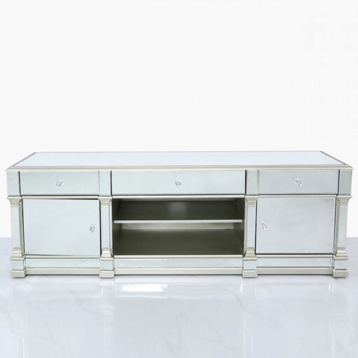 Athens Antique Silver Mirrored TV Entertainment Stand Large