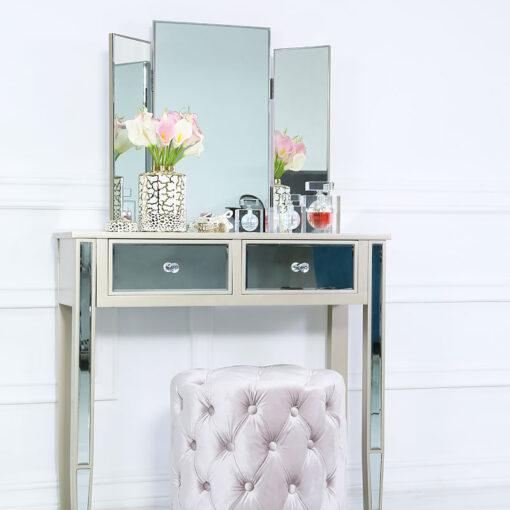 Georgia Champagne Luxe Trifold Dressing Mirror Vanity Mirror