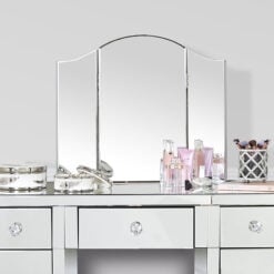 Georgia Silver Curved Trifold Dressing Mirror Vanity Mirror