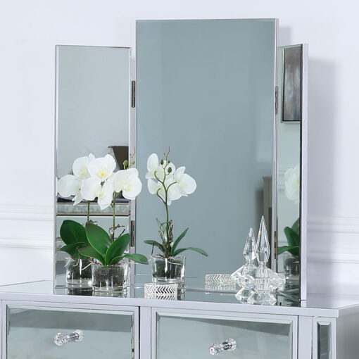 Georgia Silver Trifold Dressing Mirror Vanity Mirror