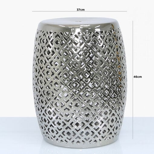 Silver Ceramic Stool Side End Table 46cm