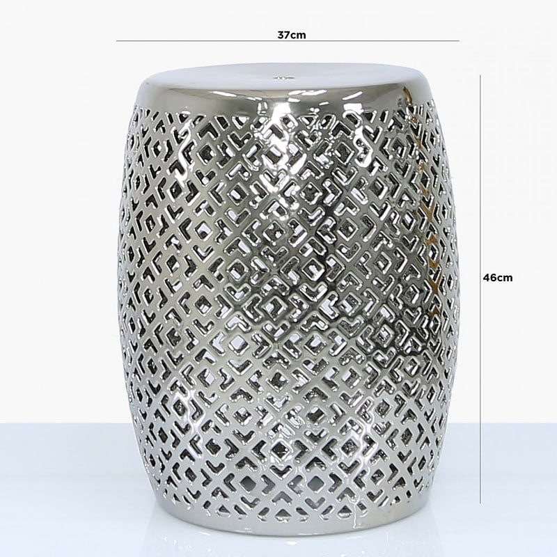Silver Ceramic Stool Side End Table, Ceramic Side Table Stool Uk