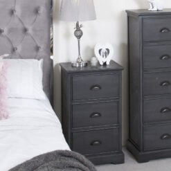 Arabella Grey Wood 3 Drawer Bedside Cabinet Bedside Table