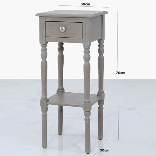 Arabella Taupe Wood Small 1 Drawer Telephone Table Side Table