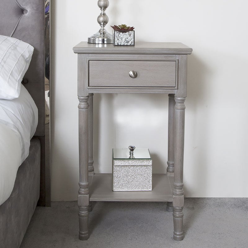 Arabella Taupe Wood Large 1 Drawer Telephone Table Side Table ...