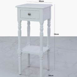 Arabella White Wood 1 Drawer Telephone Table Side Table End Table