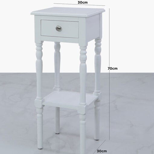 Arabella White Wood Small 1 Drawer Telephone Table Side Table