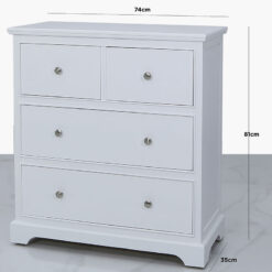 Arabella White Wood 4 Drawer Cabinet Chest Of Drawers