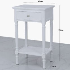 Arabella White Wood Large 1 Drawer Telephone Table Side Table