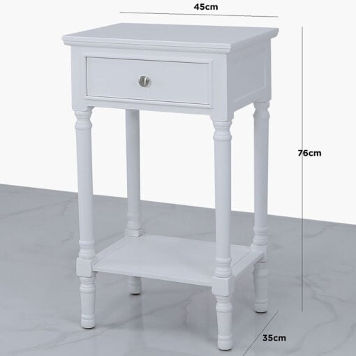 Arabella White Wood Large 1 Drawer Telephone Table Side Table