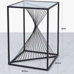Ava Black Metal And Clear Glass Side End Table With Unique Design