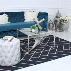 Ava Silver Metal And Clear Glass Coffee Table With Unique Design