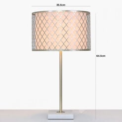 Gold Metal And White Marble Table Lamp With Marrakech Mesh Shade