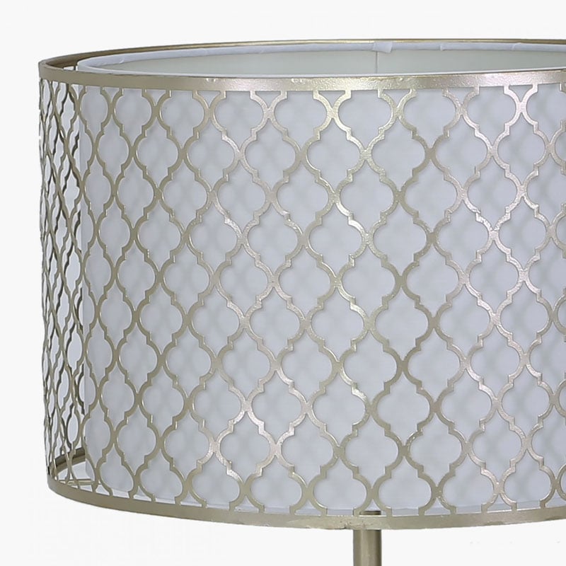 Gold Metal And White Marble Table Lamp, Mesh Table Lamp Shade