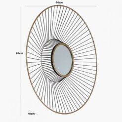 Gold Metal Wall Art With A Round Mirror 66cm