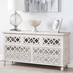 Hampton Mirrored 7 Drawer Cabinet Sideboard Chest Of Drawers