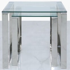 Harper Nest Of 2 Stainless Steel And Clear Glass End Side Tables