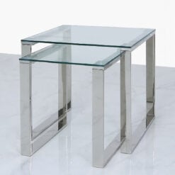 Harper Nest Of 2 Stainless Steel And Clear Glass End Side Tables